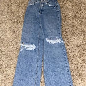 Zara wide leg ripped jeans